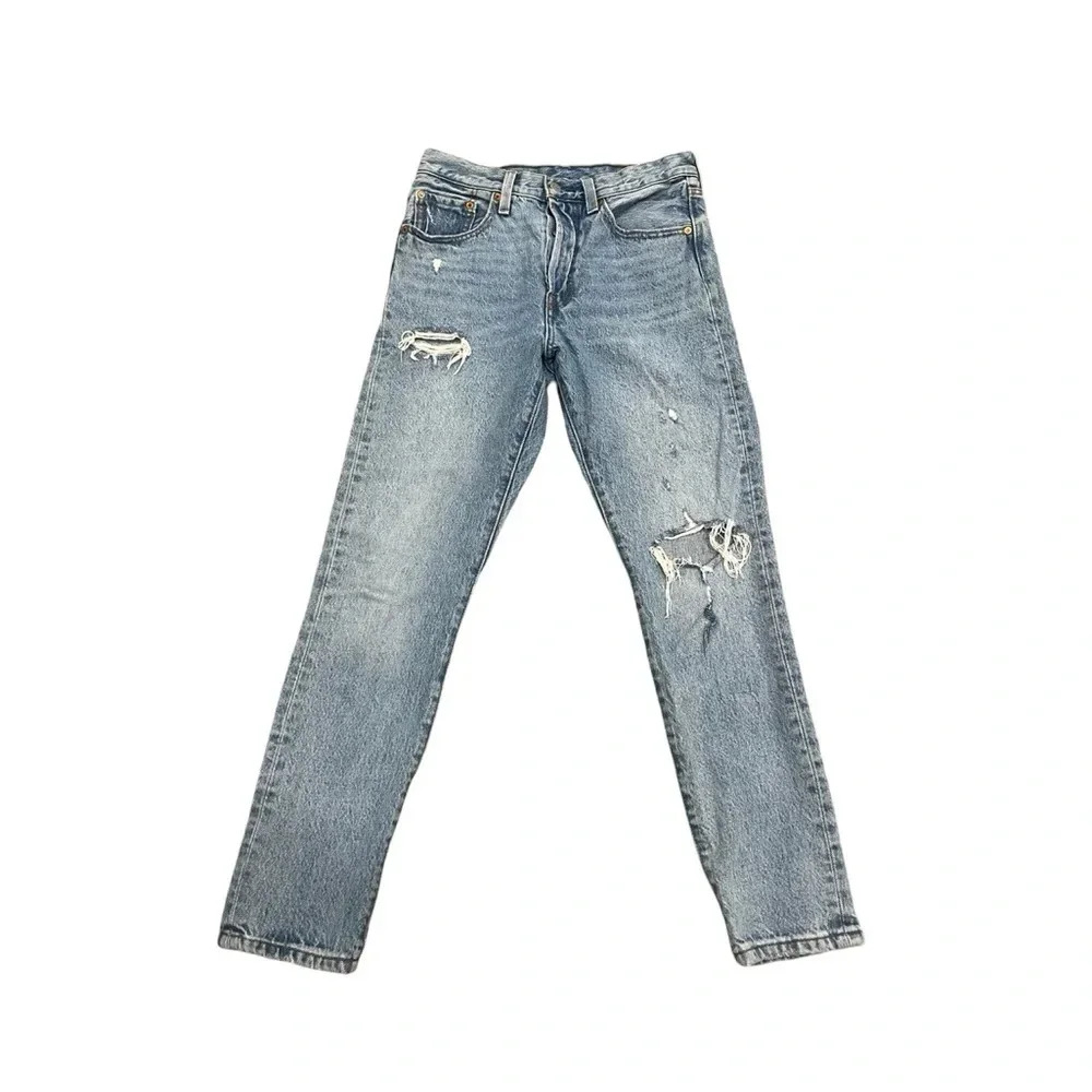 Levis Premium 501 Skinny Jeans |  Light Wash distressed | W26 L28